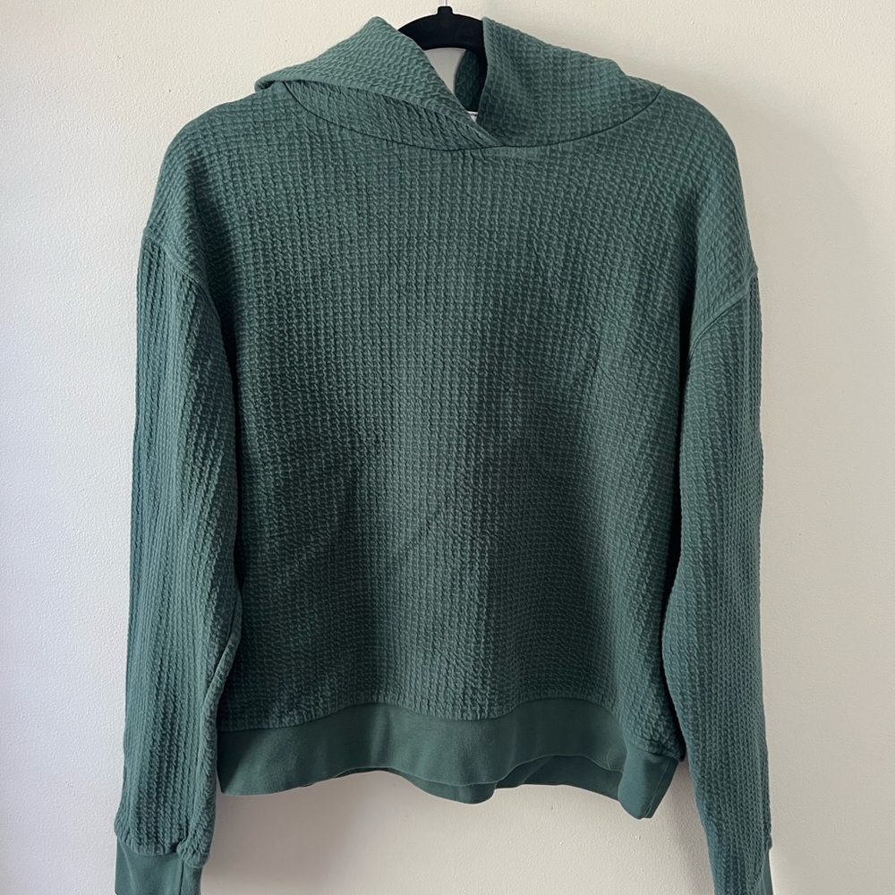 perfectwhitetee Green Waffle Knit Cowl Sweater